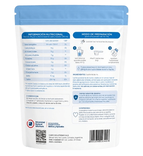 Equslac Leche de Burra Liofilizada 270g — dorso del envase